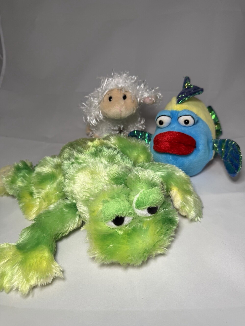 Webkinz lot of 3 Ganz Frog,lamb,Fish Plush Stuffed Animal No Code